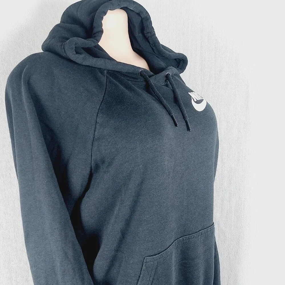 Nike Women's Black Sportswear Rally Funnel Neck Fleece Pullover Hoodie Size L